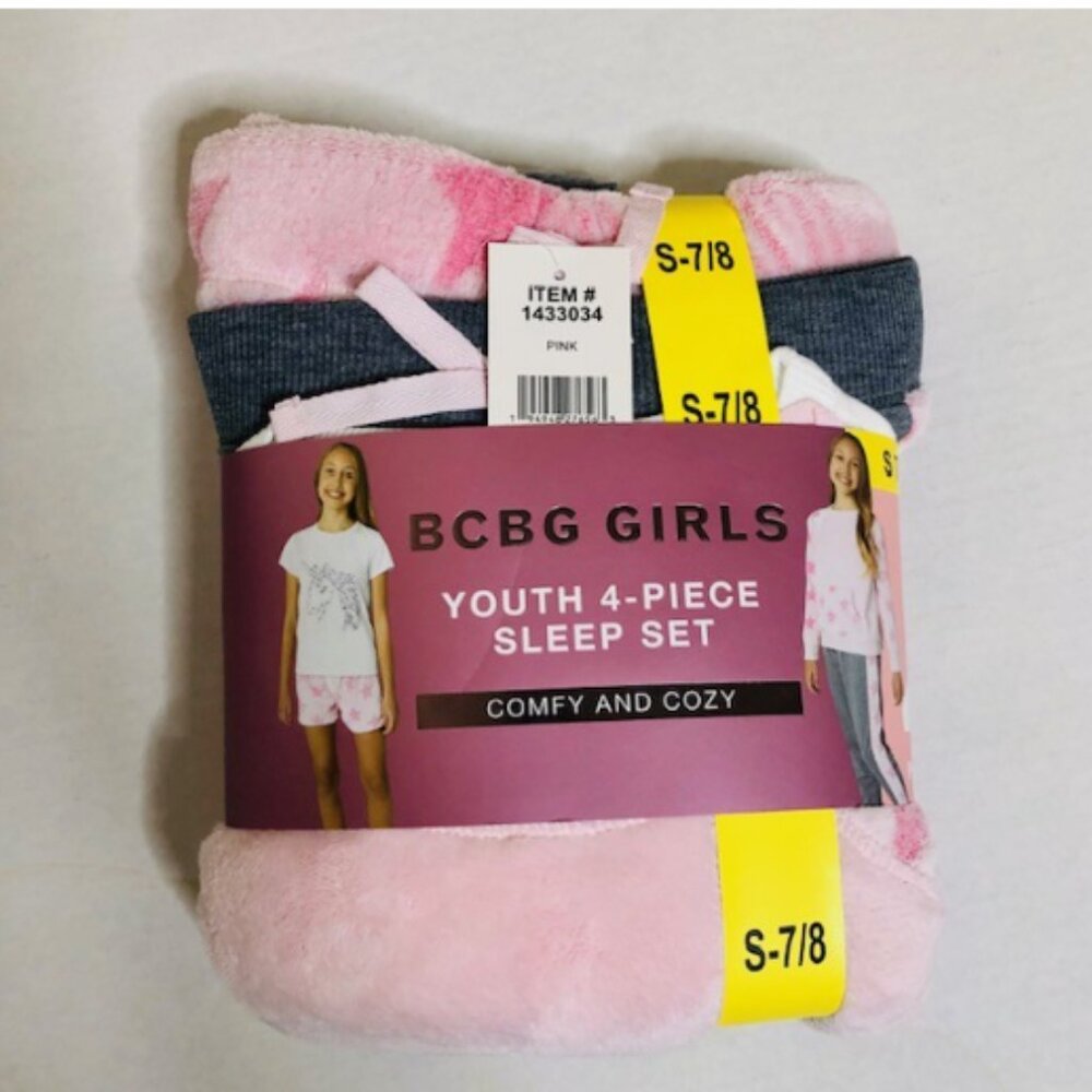 BCBG Girls Youth 4-Piece Comfy and Cozy Sleep Set Size S-7/8
